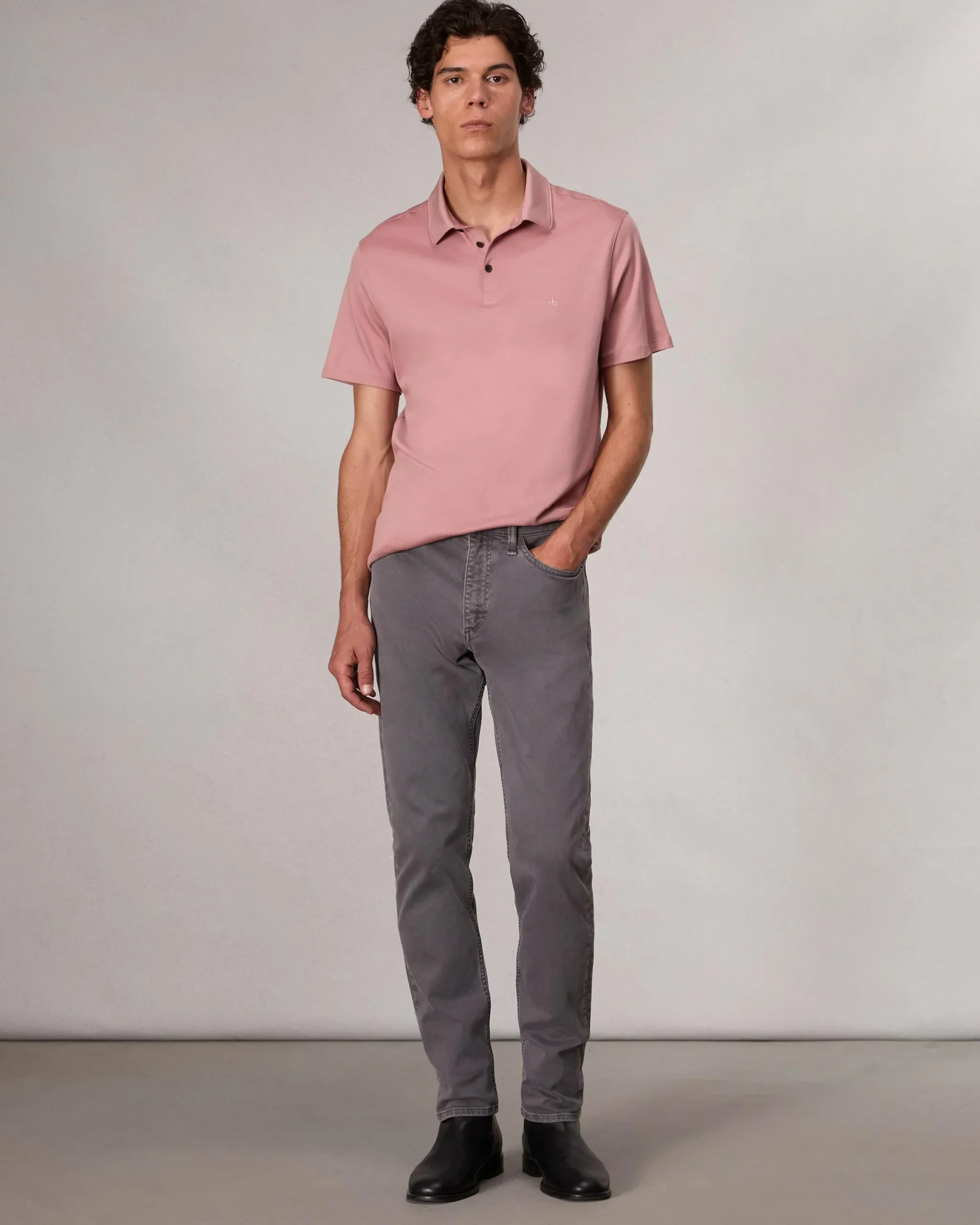 rag & bone Pima Cotton Polo Shirt Sea Grey (not available) Best Sale