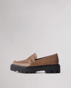rag & bone Quinn Leather Loafer Taupe Patent Hot