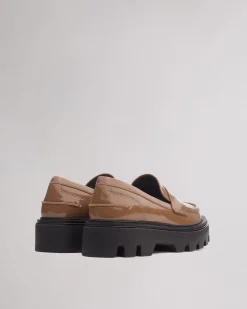 rag & bone Quinn Leather Loafer Taupe Patent Hot