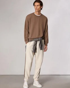 rag & bone Raw-Edge Cotton Sweatshirt Brown New