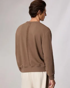 rag & bone Raw-Edge Cotton Sweatshirt Brown New
