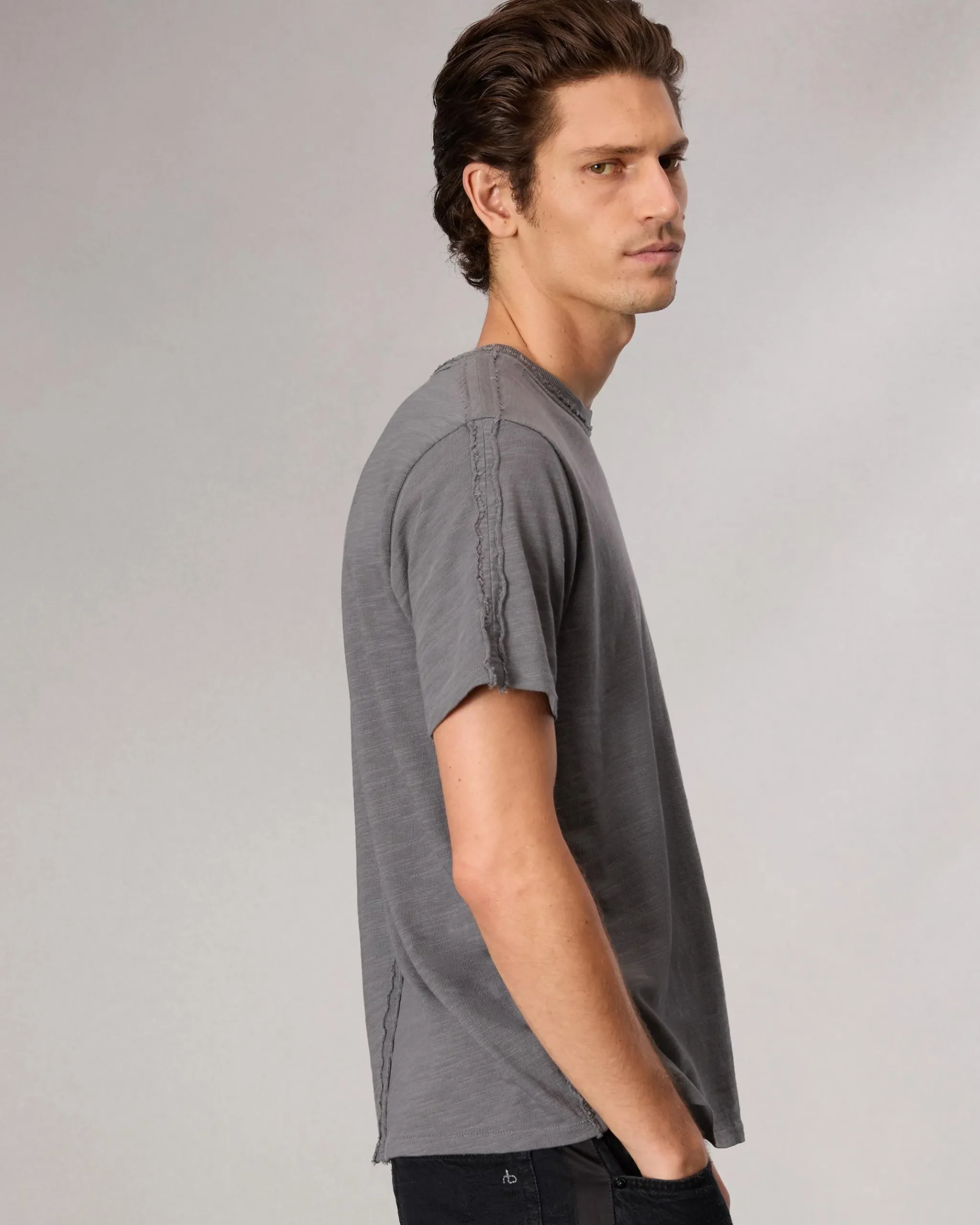 rag & bone Raw-Edge Flame Tee Smoke Grey Discount