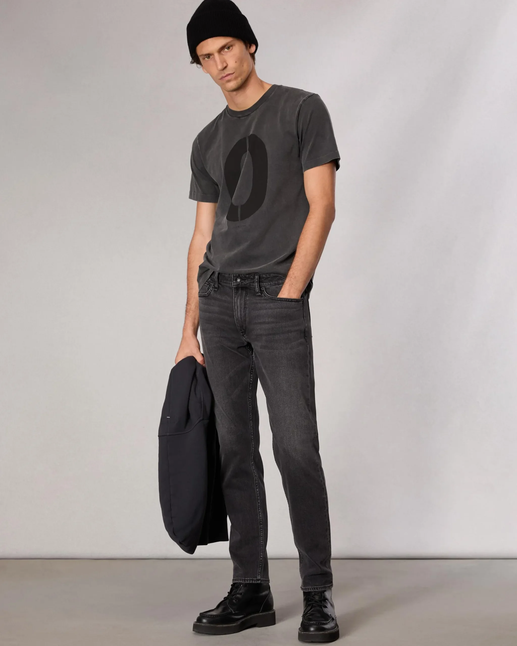 rag & bone rb Number 0 T-Shirt Washed Black Outlet