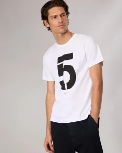 rag & bone rb Number 5 T-Shirt Washed White Clearance