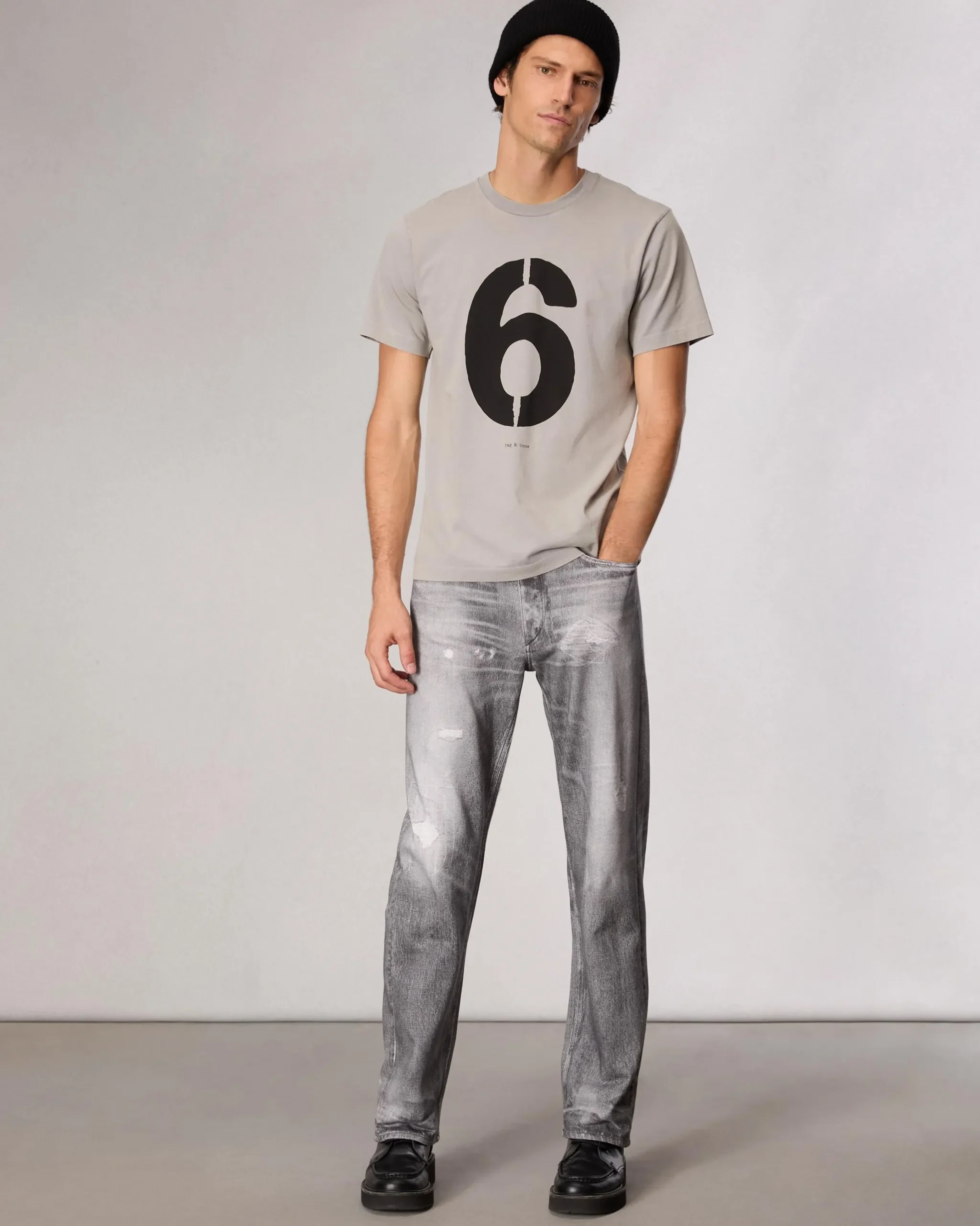 rag & bone rb Number 6 T-Shirt Washed Grey Hot