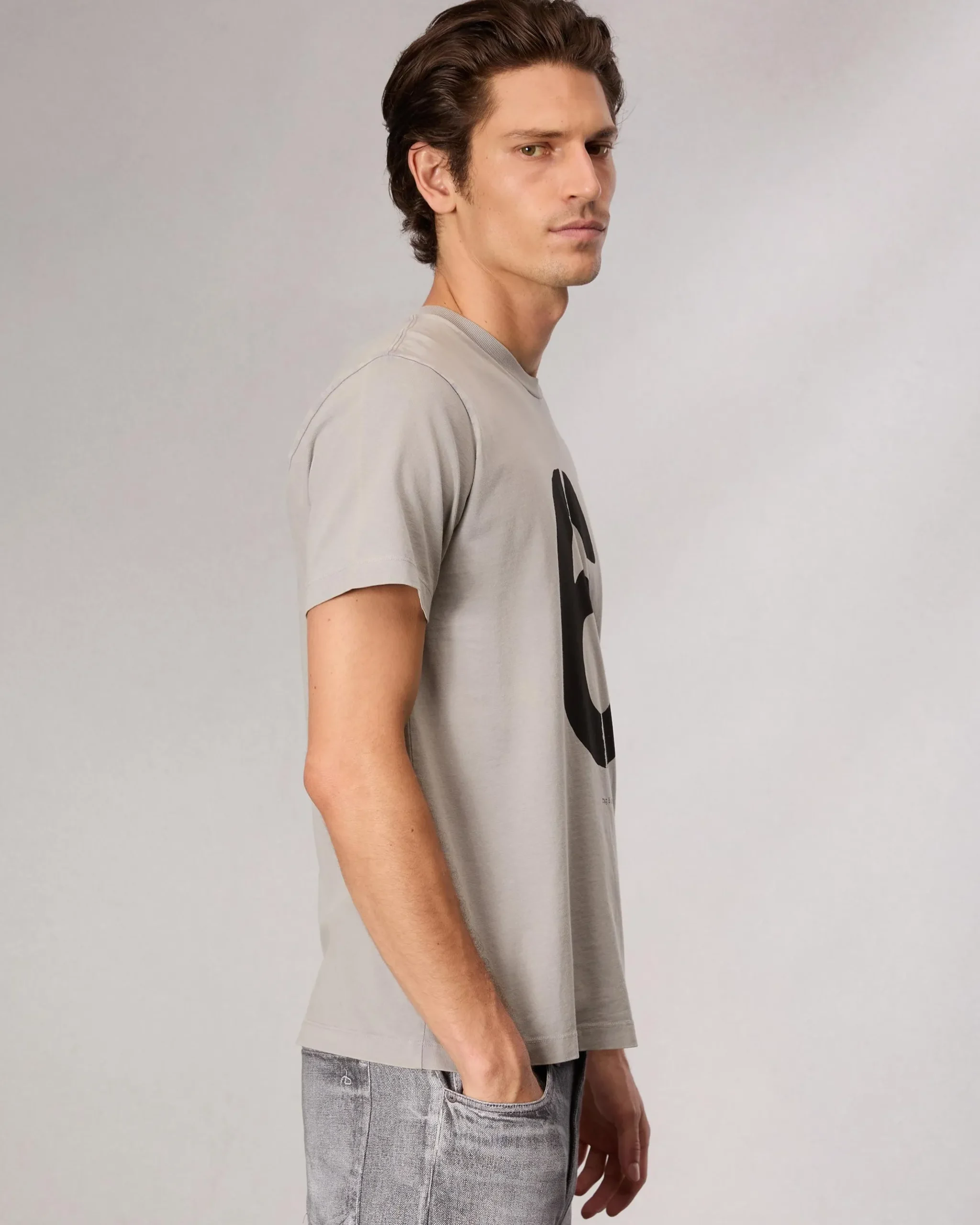 rag & bone rb Number 6 T-Shirt Washed Grey Hot