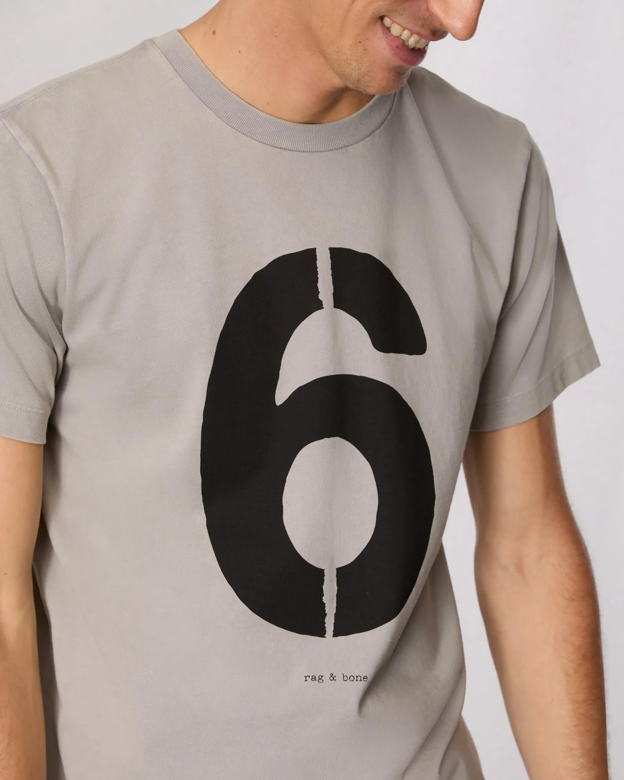rag & bone rb Number 6 T-Shirt Washed Grey Hot