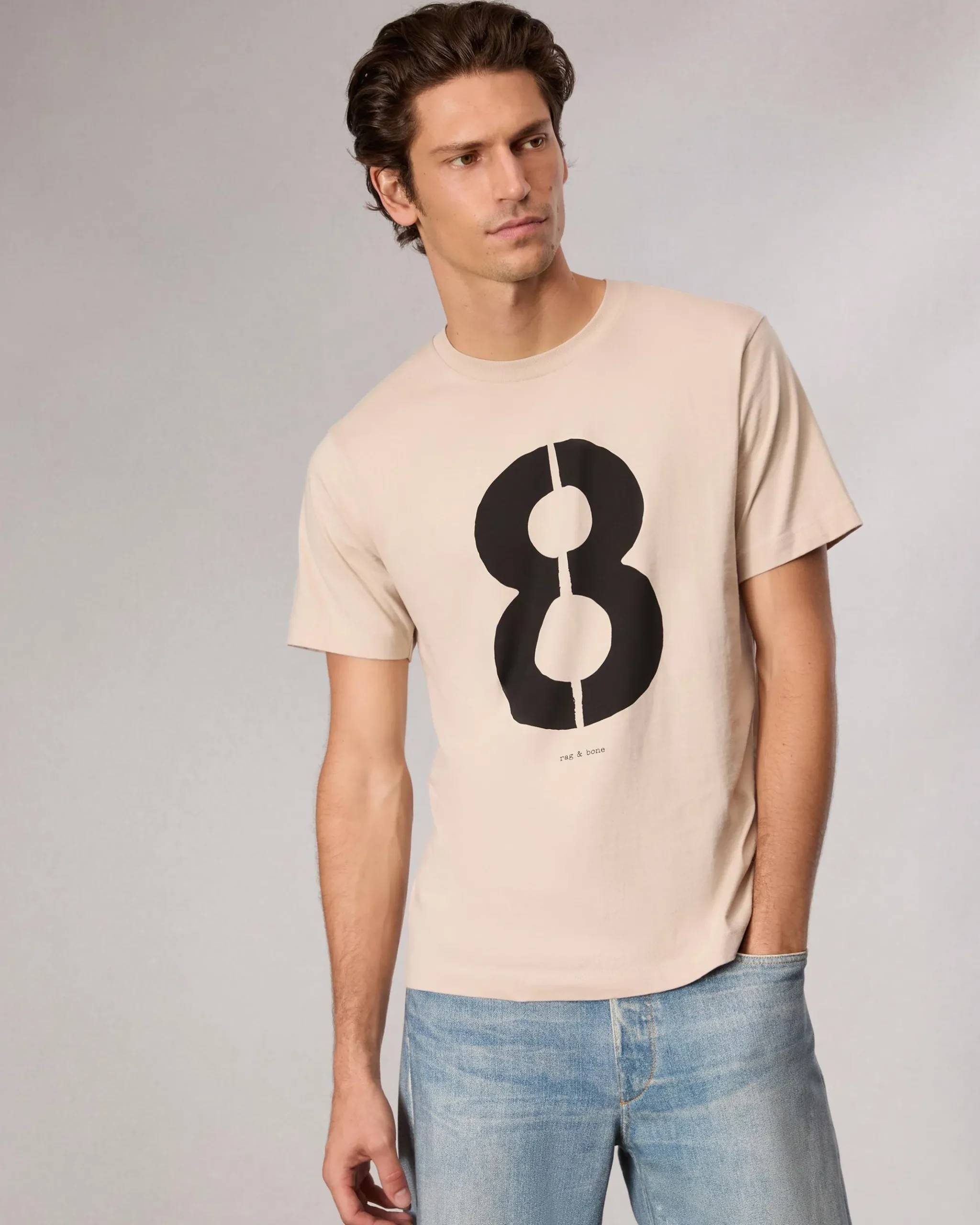 rag & bone rb Number 8 T-Shirt Washed Light Tan Best Sale