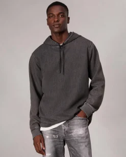 rag & bone rbSTRIDE Denim Hoodie Charcoal New