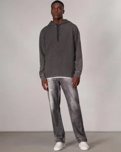 rag & bone rbSTRIDE Denim Hoodie Charcoal New