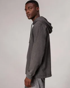 rag & bone rbSTRIDE Denim Hoodie Charcoal New
