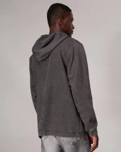 rag & bone rbSTRIDE Denim Hoodie Charcoal New