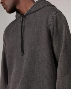 rag & bone rbSTRIDE Denim Hoodie Charcoal New
