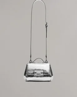 rag & bone Realm Embossed Metallic Leather Crossbody Bag Silver Sale