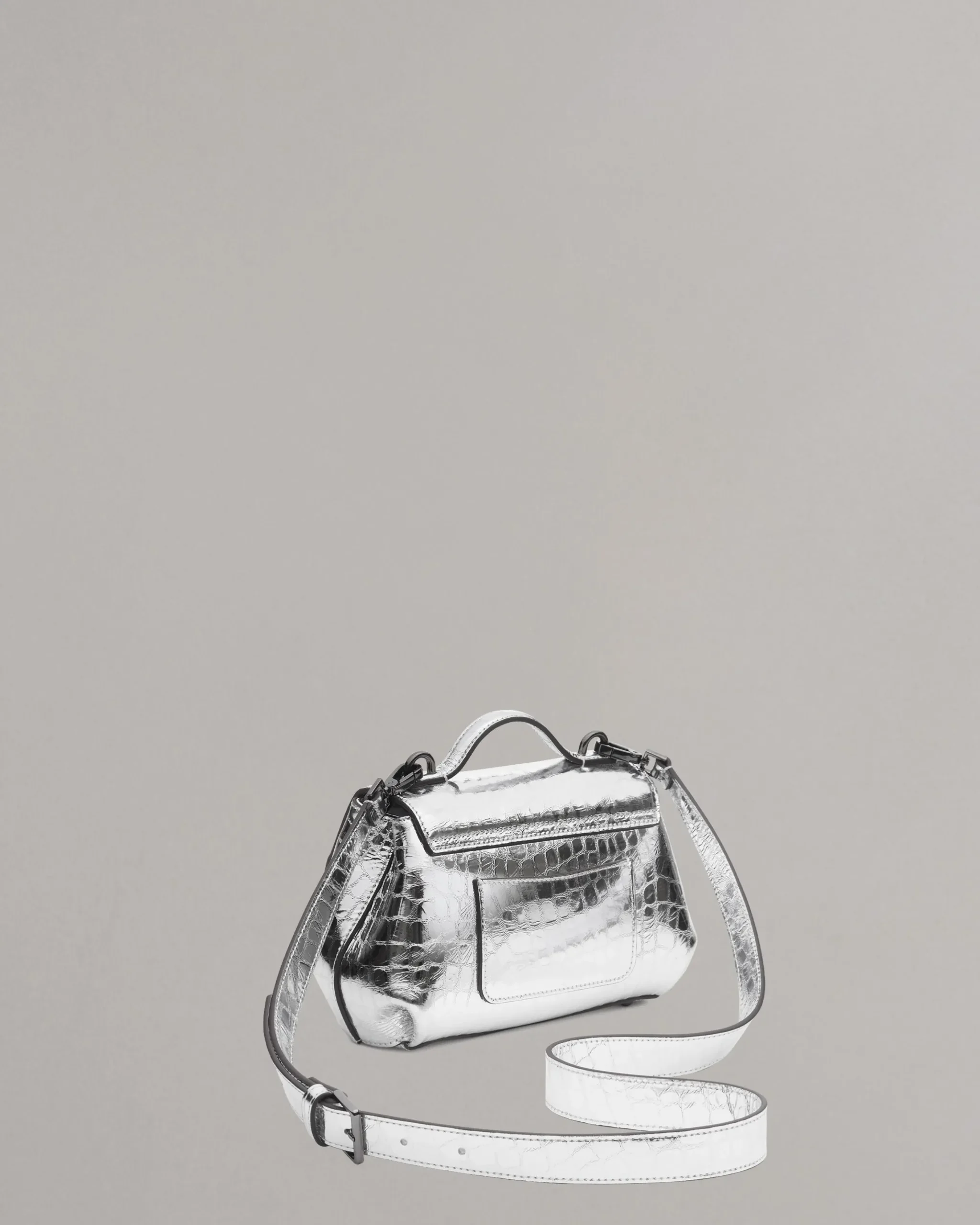 rag & bone Realm Embossed Metallic Leather Crossbody Bag Silver Sale
