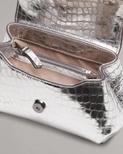 rag & bone Realm Embossed Metallic Leather Crossbody Bag Silver Sale