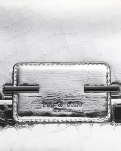 rag & bone Realm Embossed Metallic Leather Crossbody Bag Silver Sale