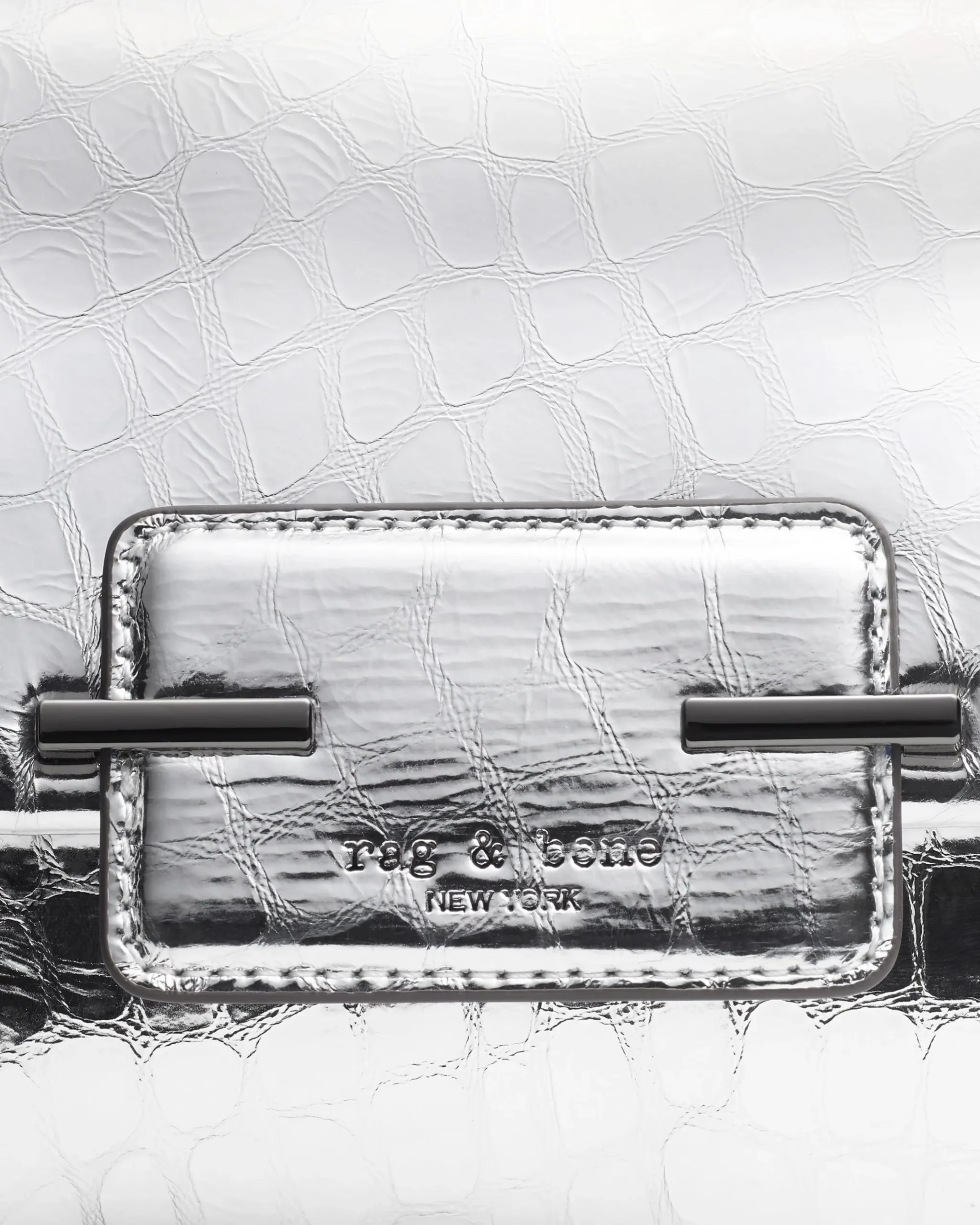rag & bone Realm Embossed Metallic Leather Crossbody Bag Silver Sale
