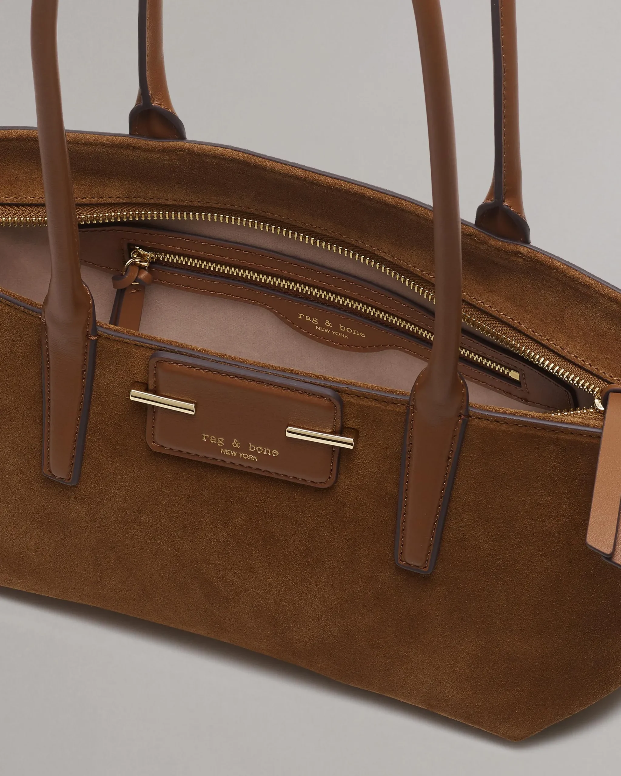 rag & bone Realm Italian Suede Satchel Golden Brown Store