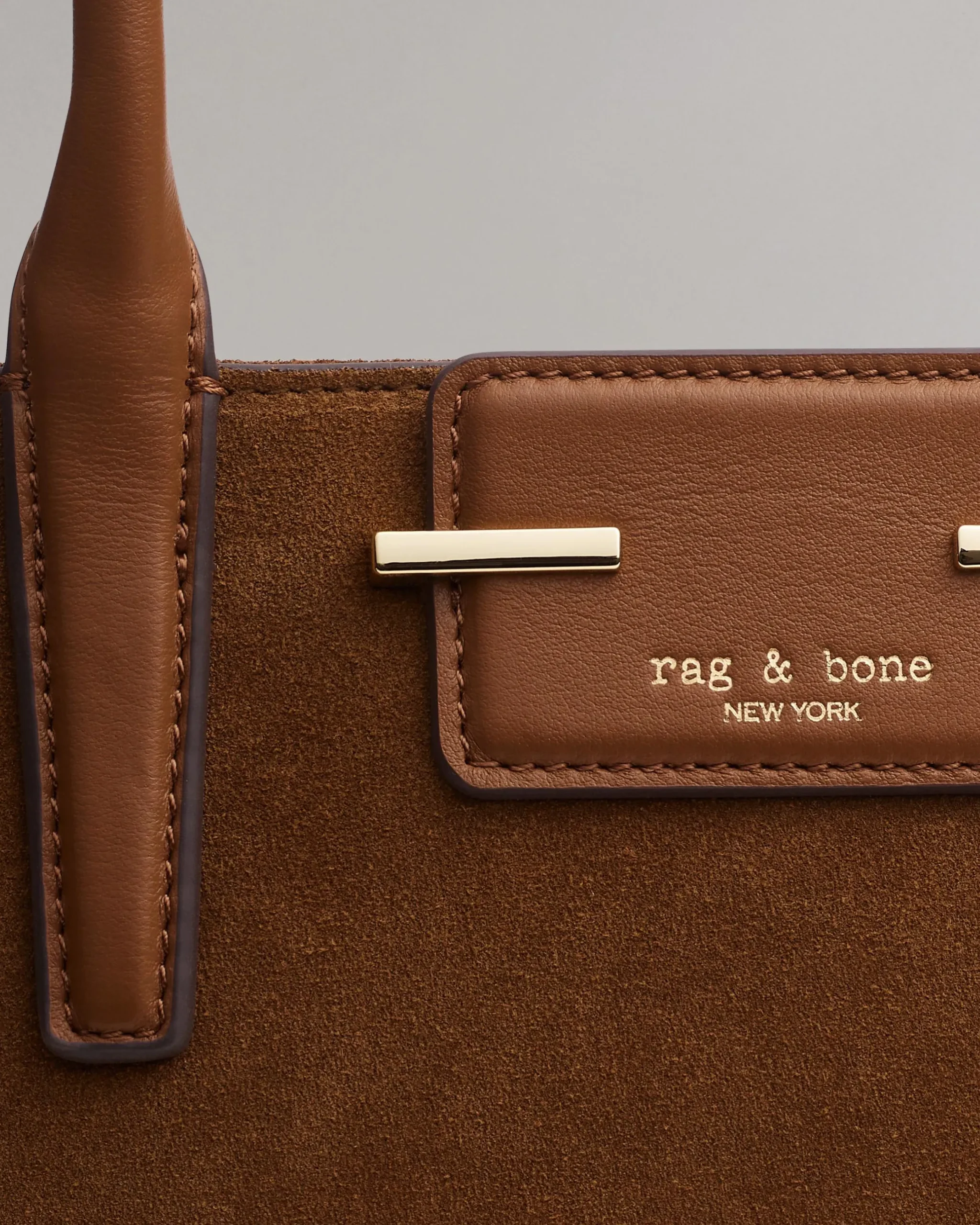 rag & bone Realm Italian Suede Satchel Golden Brown Store