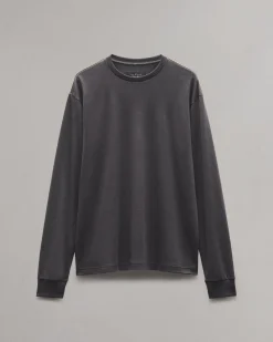 rag & bone Relaxed Fit Contrast-Trim Cotton Tee Washed Black Shop