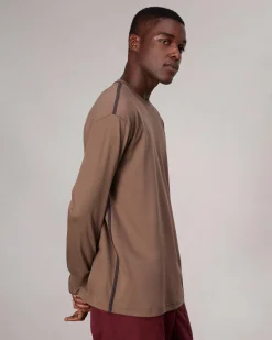 rag & bone Relaxed Fit Contrast-Trim Cotton Tee Brown Outlet