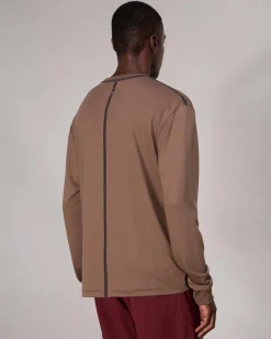 rag & bone Relaxed Fit Contrast-Trim Cotton Tee Brown Outlet