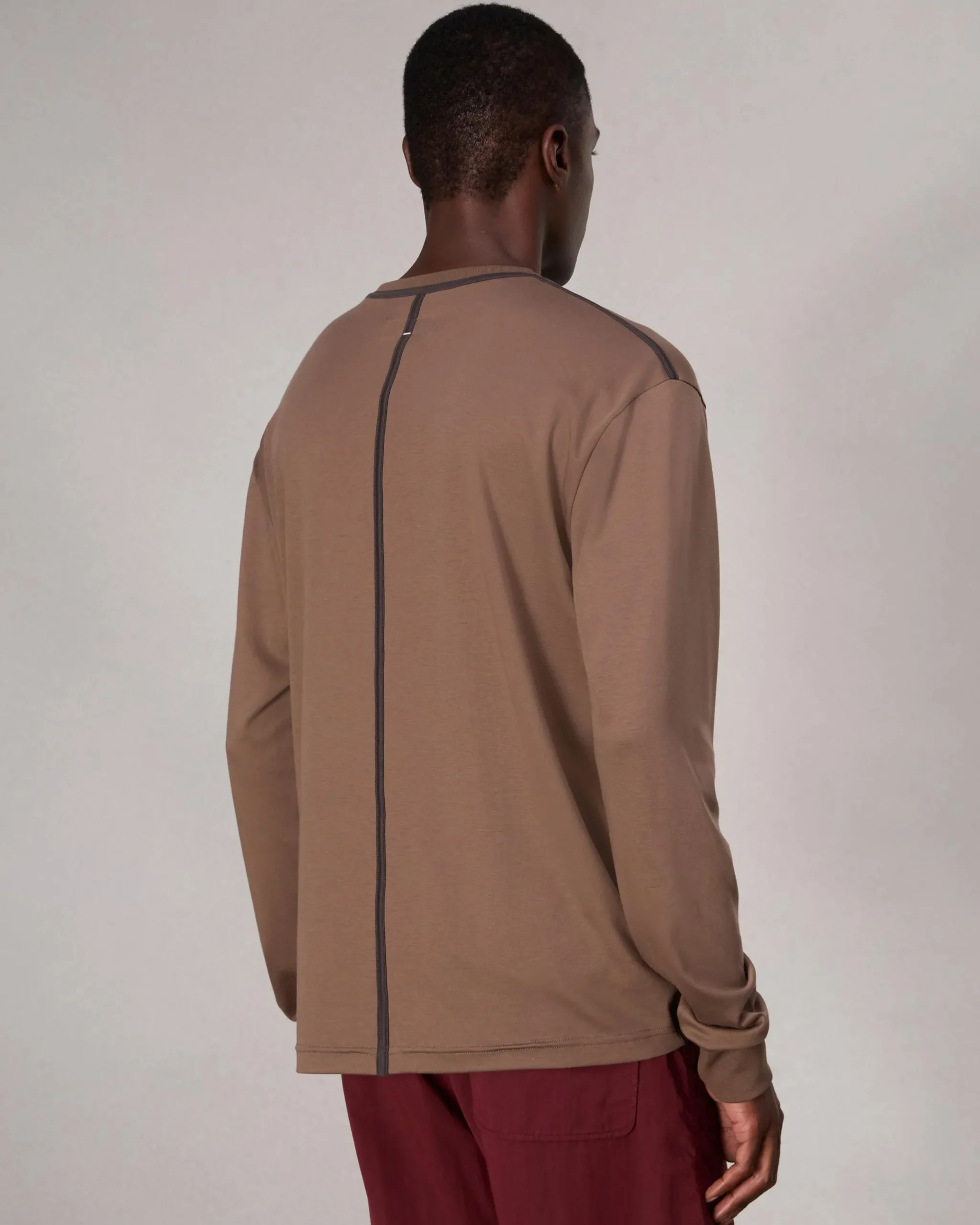 rag & bone Relaxed Fit Contrast-Trim Cotton Tee Brown Outlet