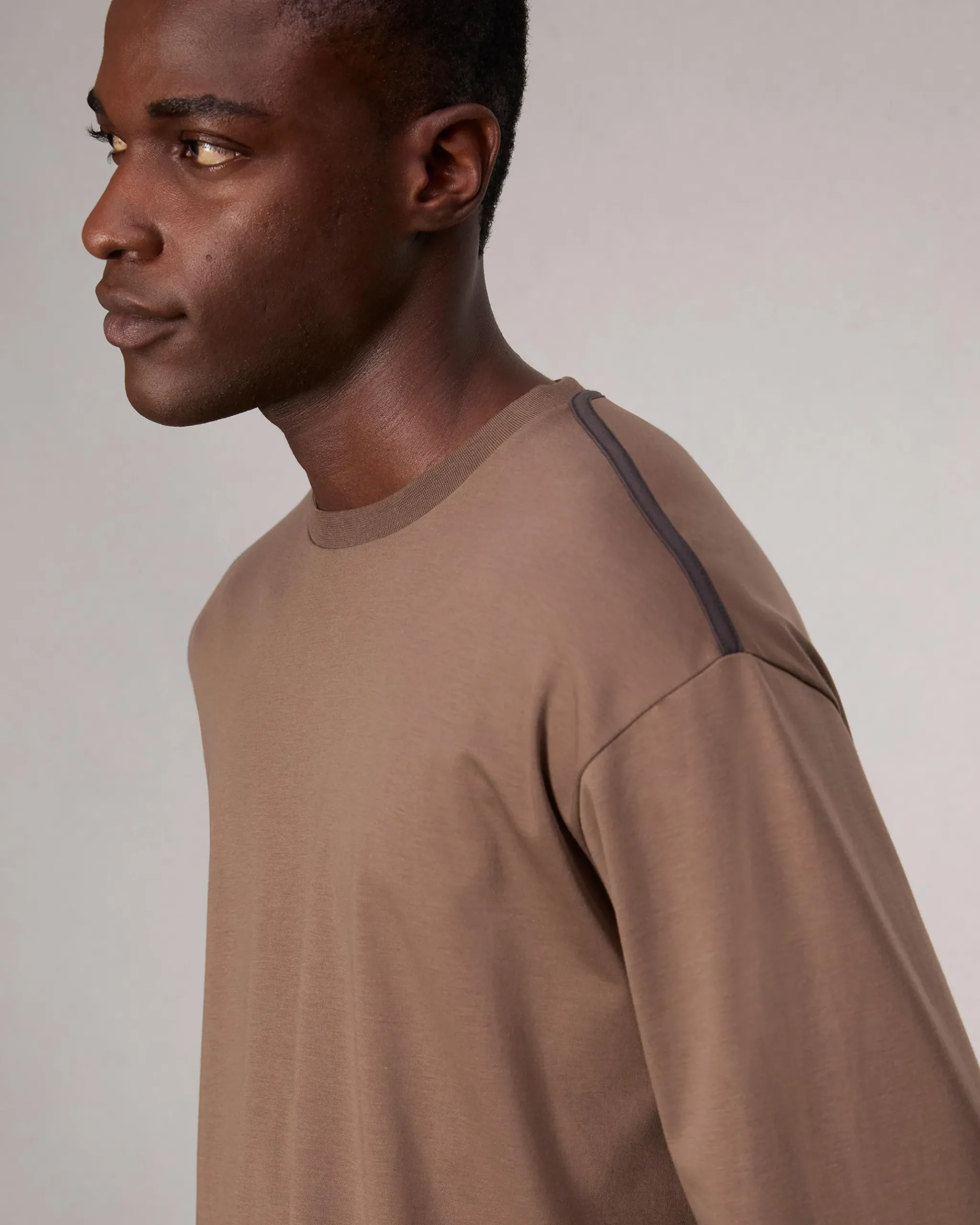 rag & bone Relaxed Fit Contrast-Trim Cotton Tee Brown Outlet