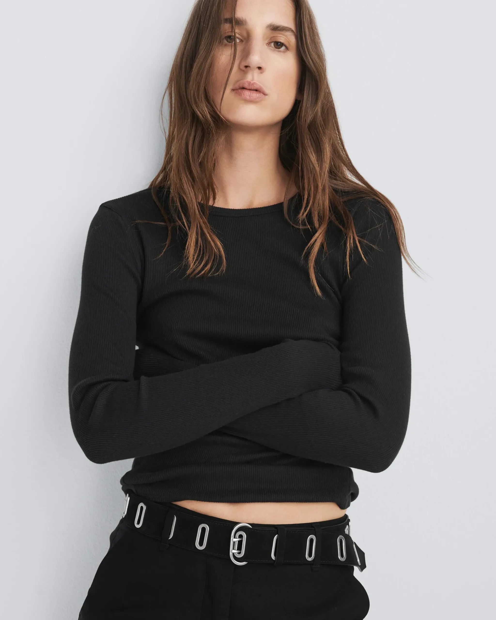 rag & bone River Suede Belt Black Suede Store