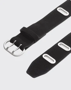 rag & bone River Suede Belt Black Suede Store