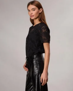 rag & bone Sammie Lace T-Shirt Black New