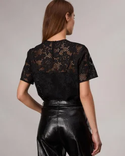 rag & bone Sammie Lace T-Shirt Black New