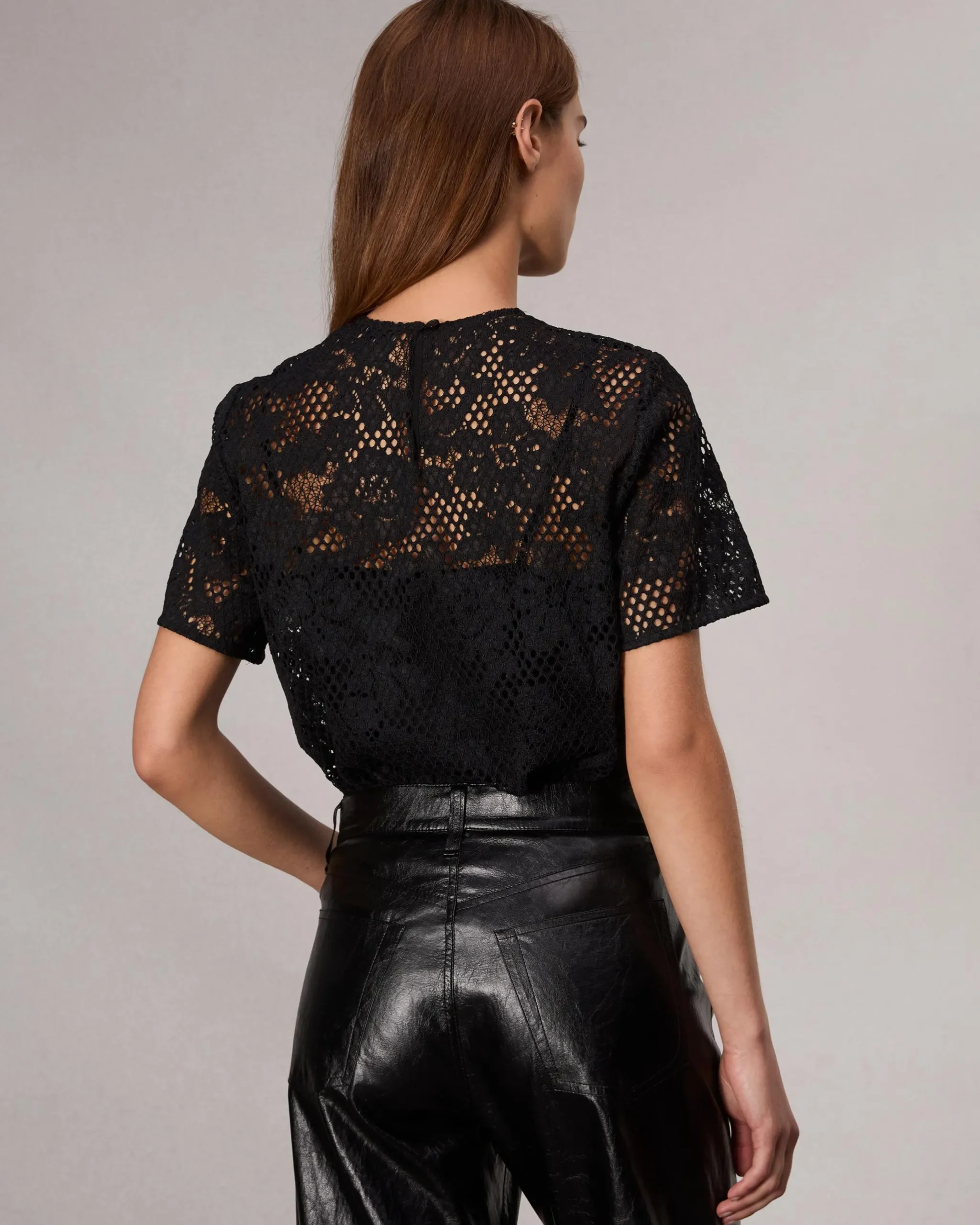 rag & bone Sammie Lace T-Shirt Black New