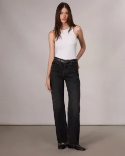 rag & bone Shea Relaxed Straight Jean Black Stone Outlet