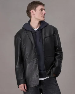 rag & bone Shift Leather Blazer Black Best