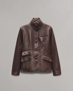 rag & bone Slade Leather Blazer Dark Brown Hot