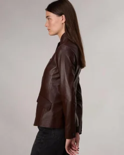 rag & bone Slade Leather Blazer Dark Brown Hot