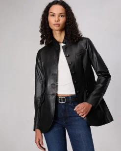 rag & bone Slade Long Leather Blazer Black Cheap