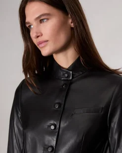 rag & bone Slade Long Leather Blazer Black Cheap