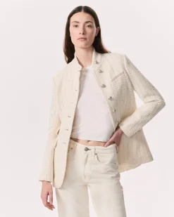 rag & bone Slade Long Tweed Blazer Ivory Hot