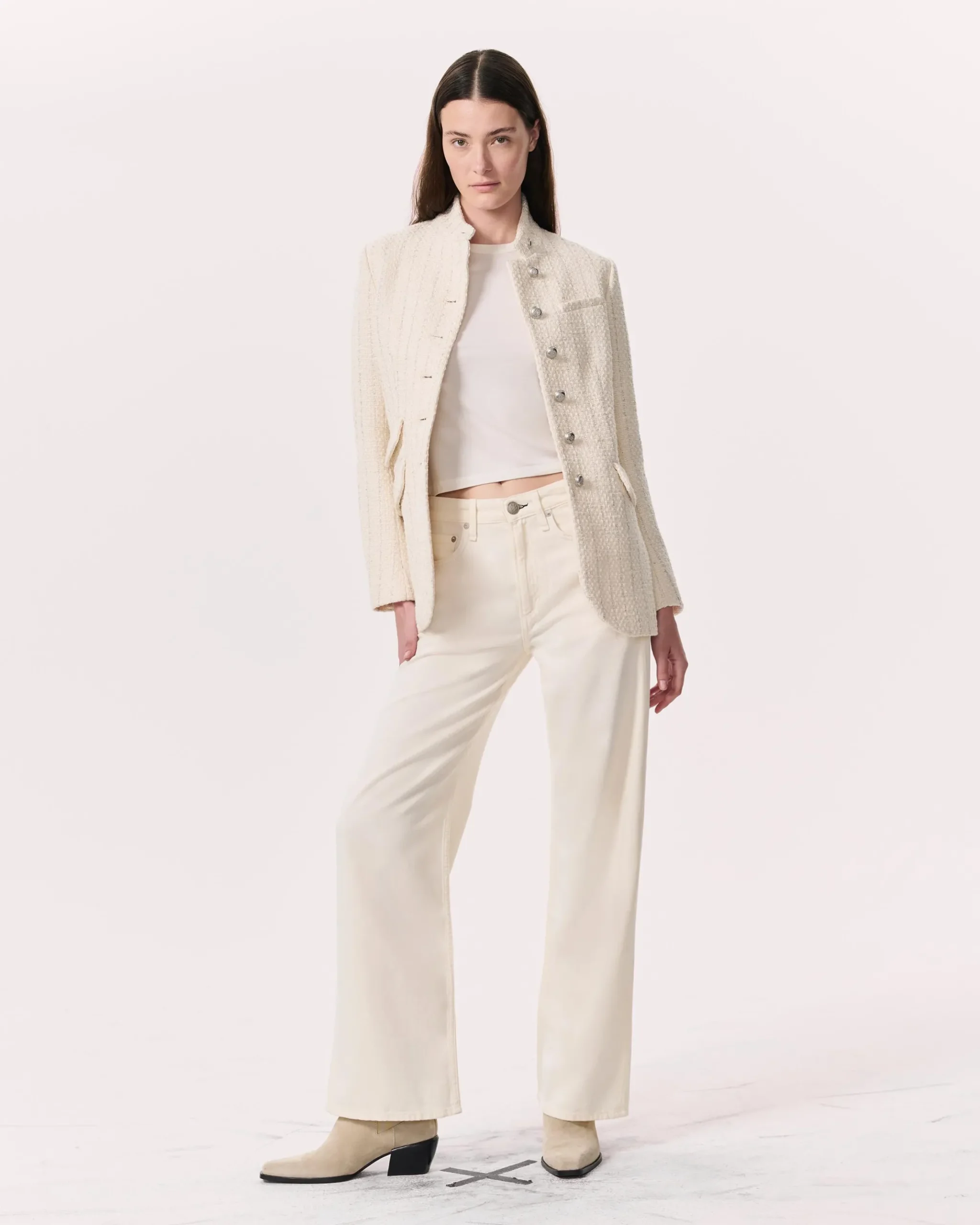 rag & bone Slade Long Tweed Blazer Ivory Hot