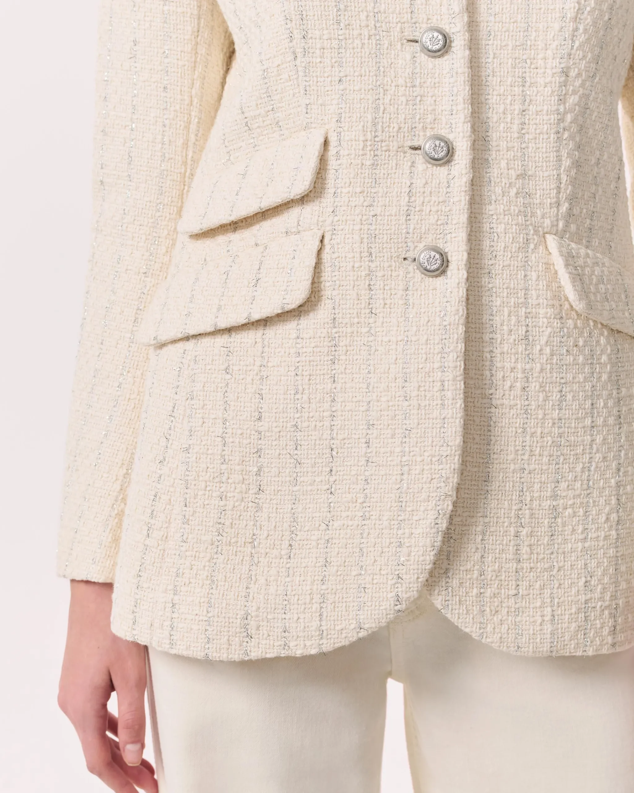 rag & bone Slade Long Tweed Blazer Ivory Hot