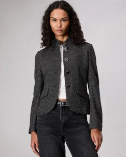 rag & bone Slade Patterned Blazer Black Clearance