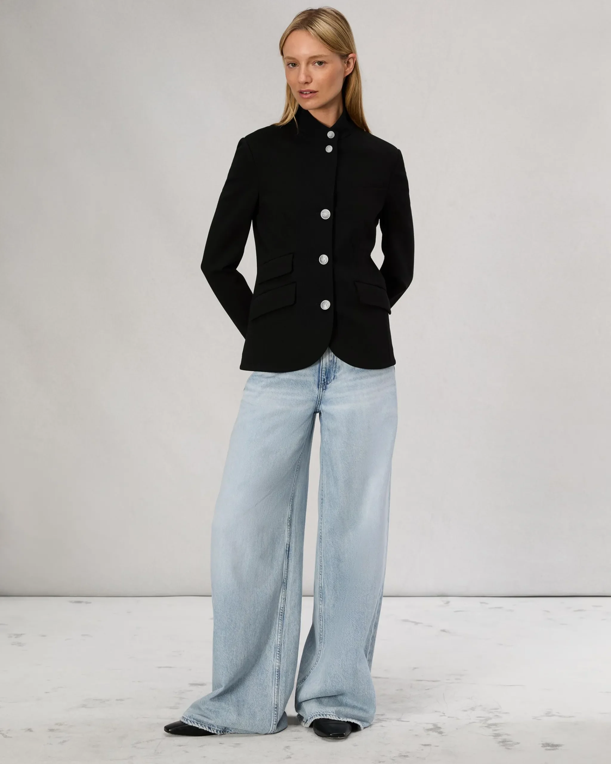 rag & bone Slade Ponte Blazer Black Cheap