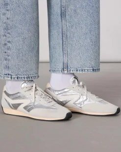 rag & bone Slim Retro Runner Sneaker Silver Sale