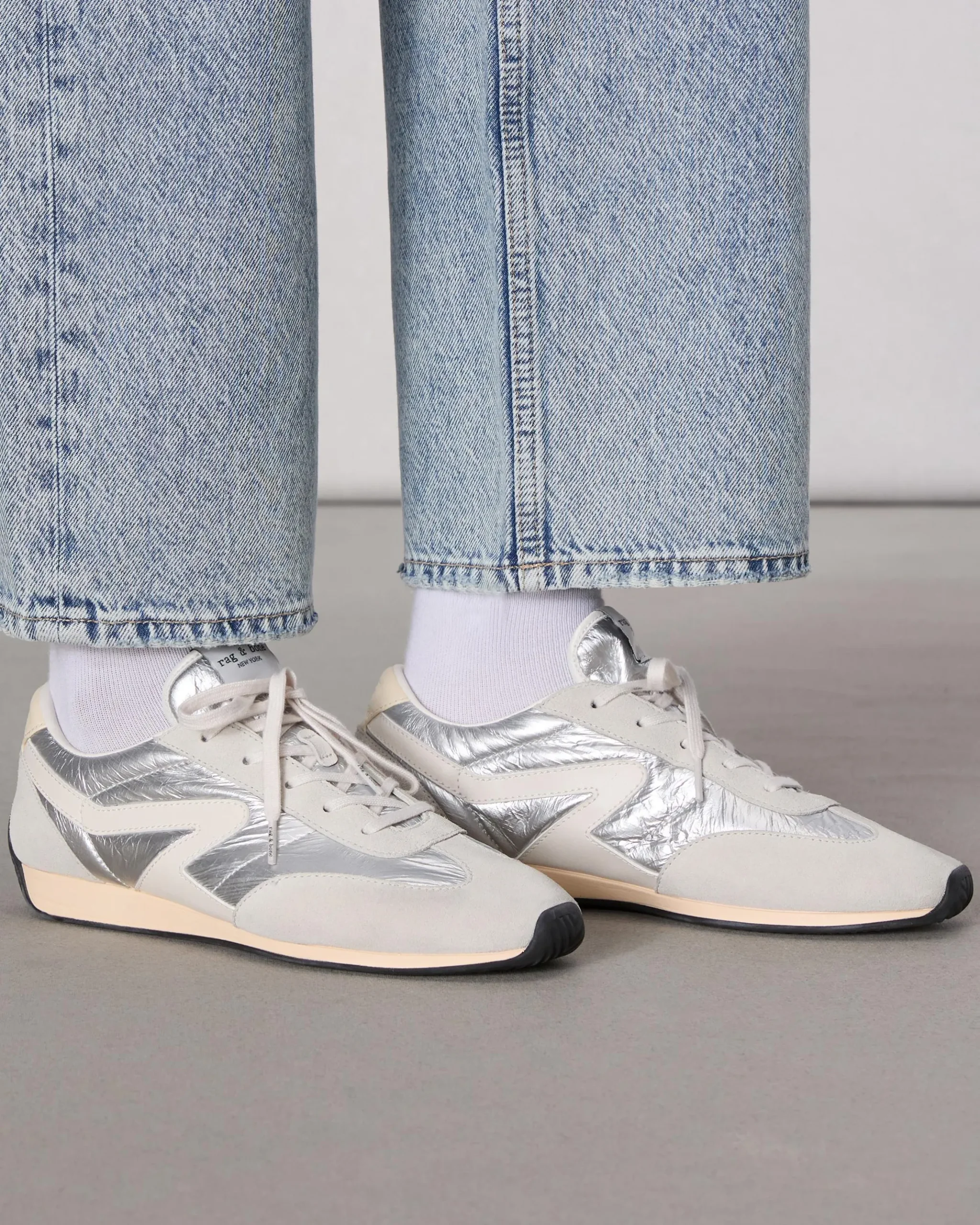 rag & bone Slim Retro Runner Sneaker Silver Sale
