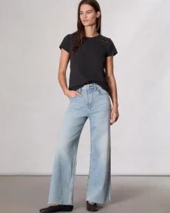 rag & bone Studded Cotton T-Shirt Black New