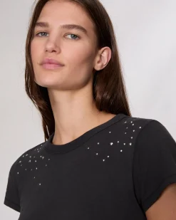 rag & bone Studded Cotton T-Shirt Black New