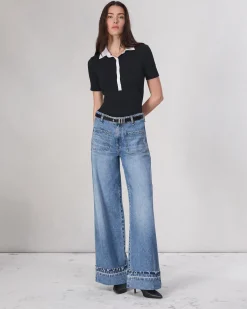 rag & bone The Knit Button Top Black Store